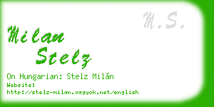 milan stelz business card